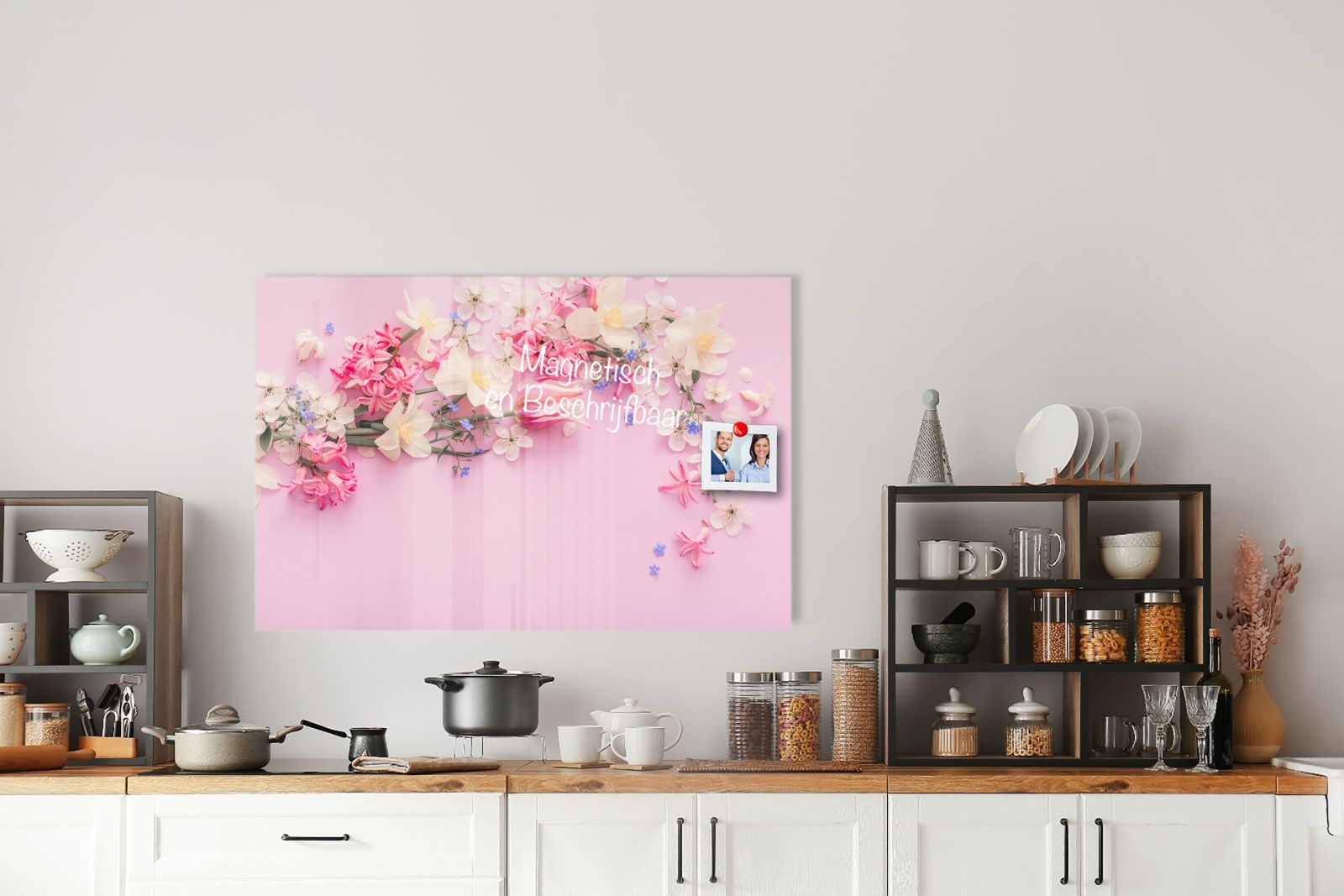 Glazen Whiteboard - Magneetbord - Krasvrij - Lente Bloemen