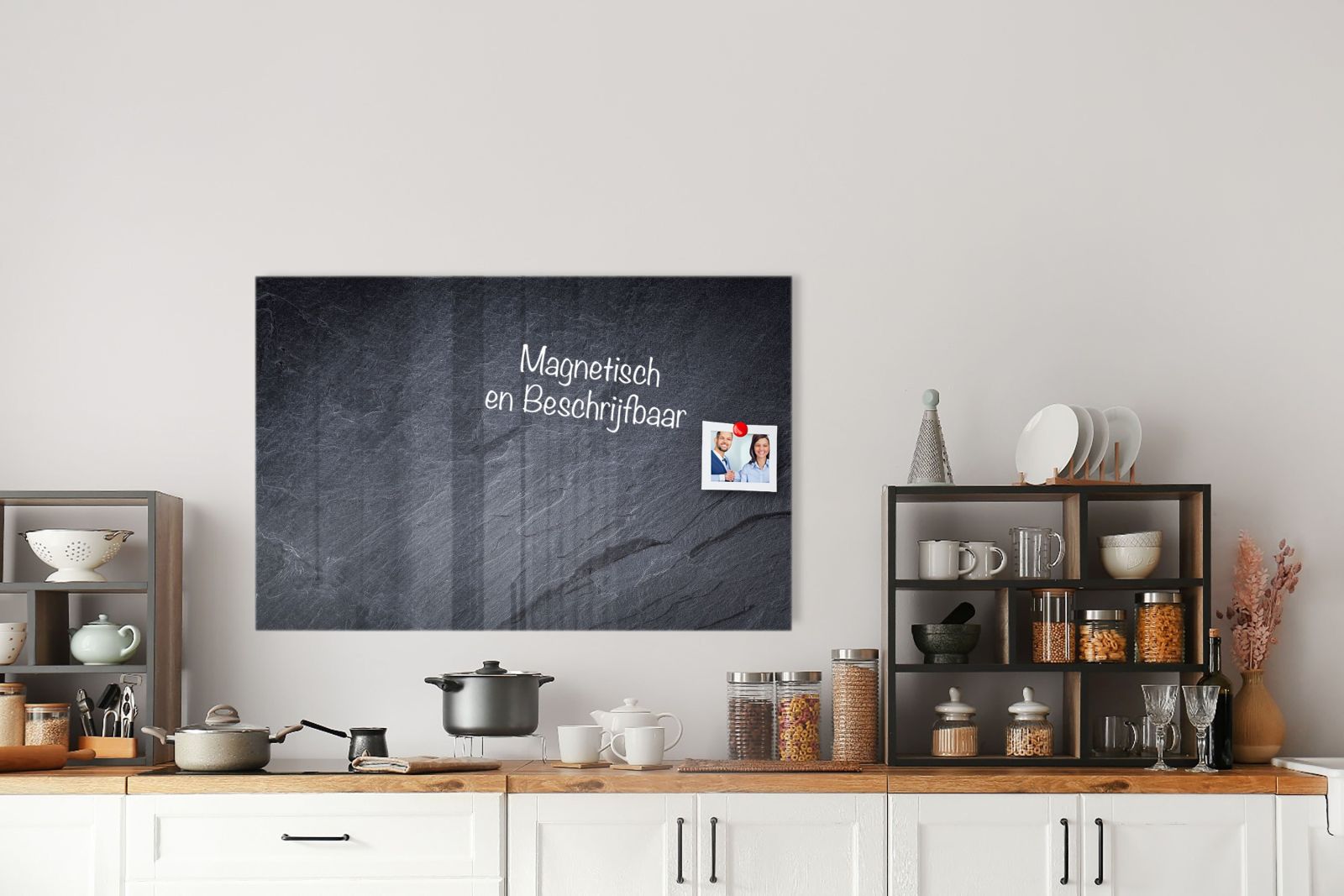Glazen Whiteboard - Magneetbord - Krasvrij - Zwart Steenlook Leisteen