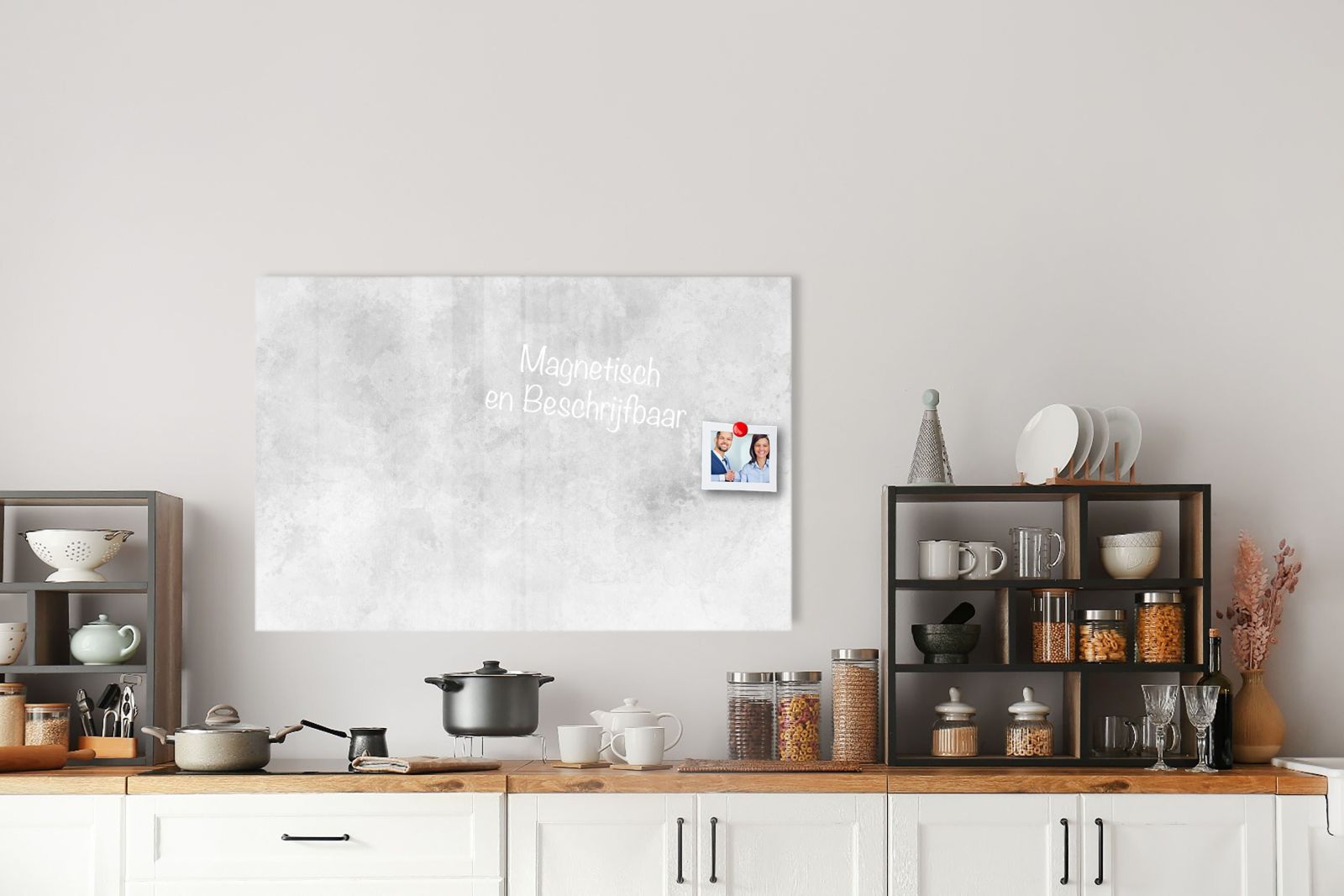 Whiteboard van glas - Magneetbord - Wit marmer textuur