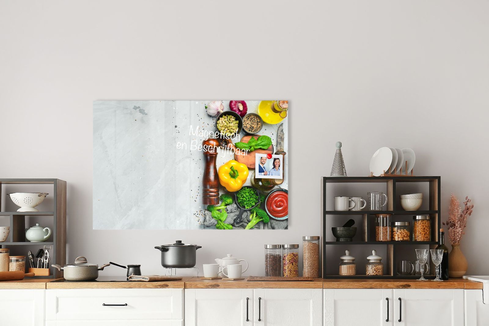 Whiteboard van glas - Magneetbord - Ingredienten op stenen tafel