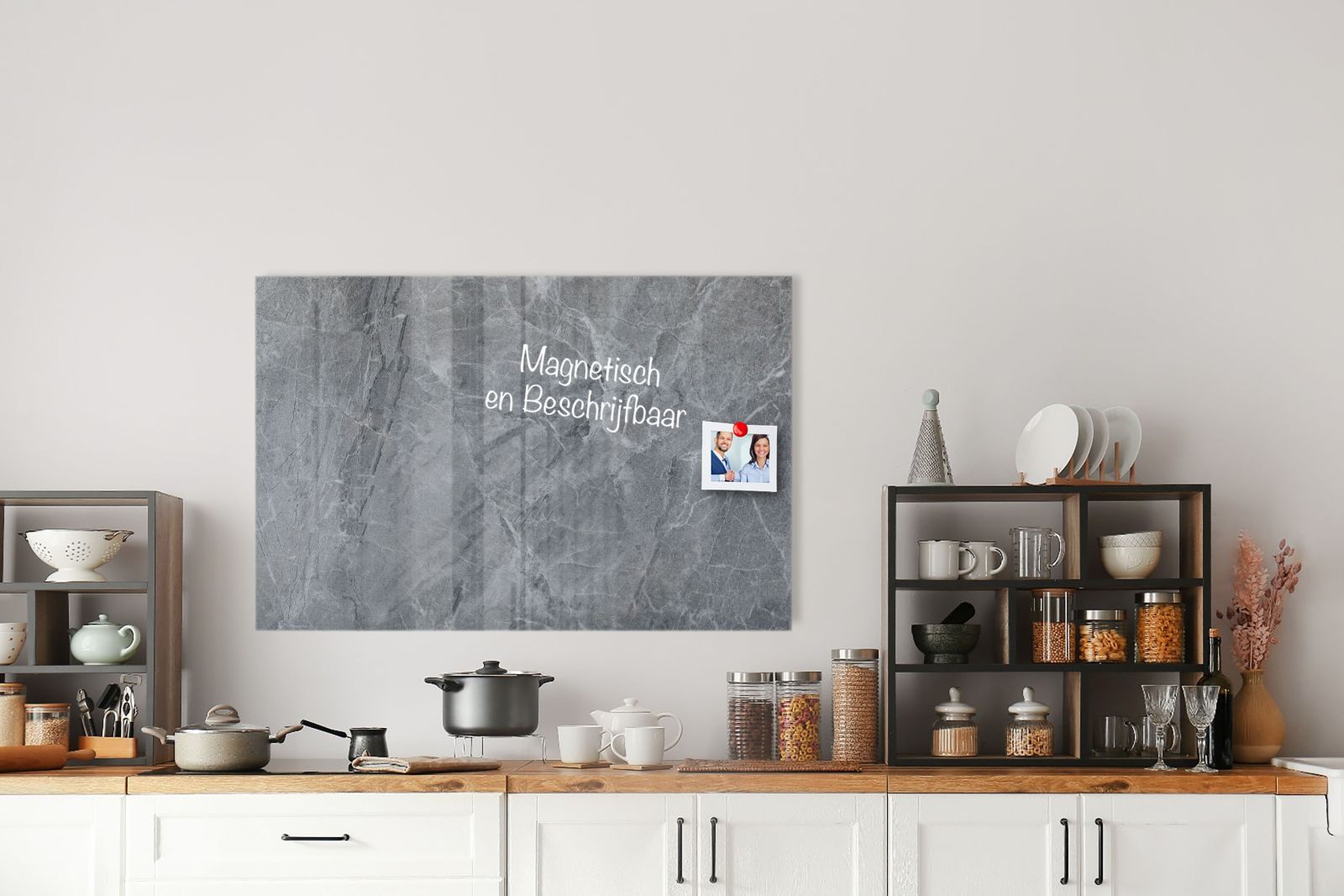 Whiteboard van glas - Magneetbord - Grijs marmer