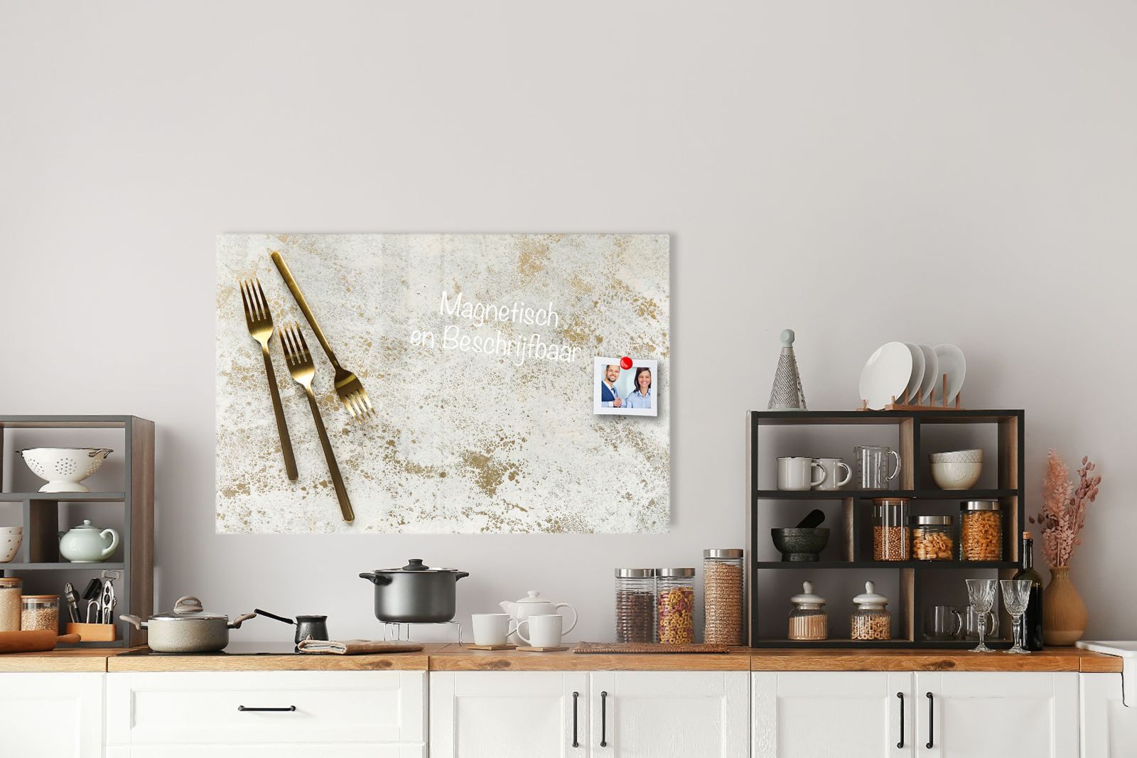 Whiteboard van glas - Magneetbord - Gouden vorken