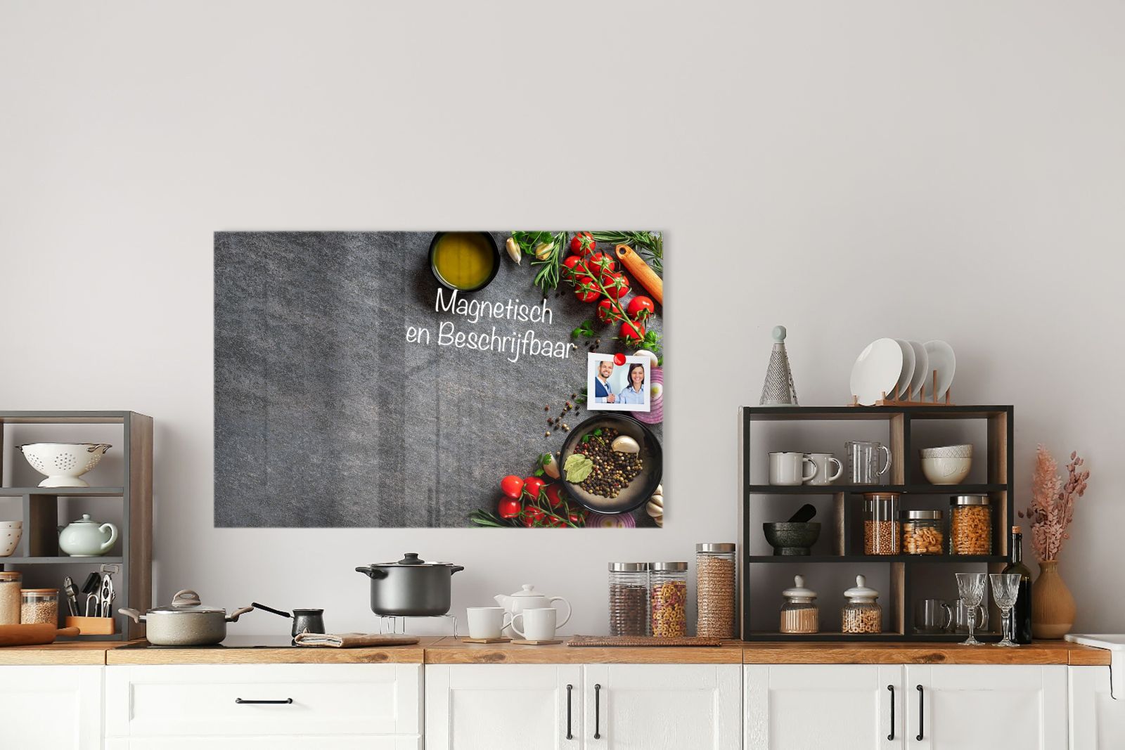 Whiteboard van glas - Magneetbord - Krasvrij - Ingredienten op leisteen tafel