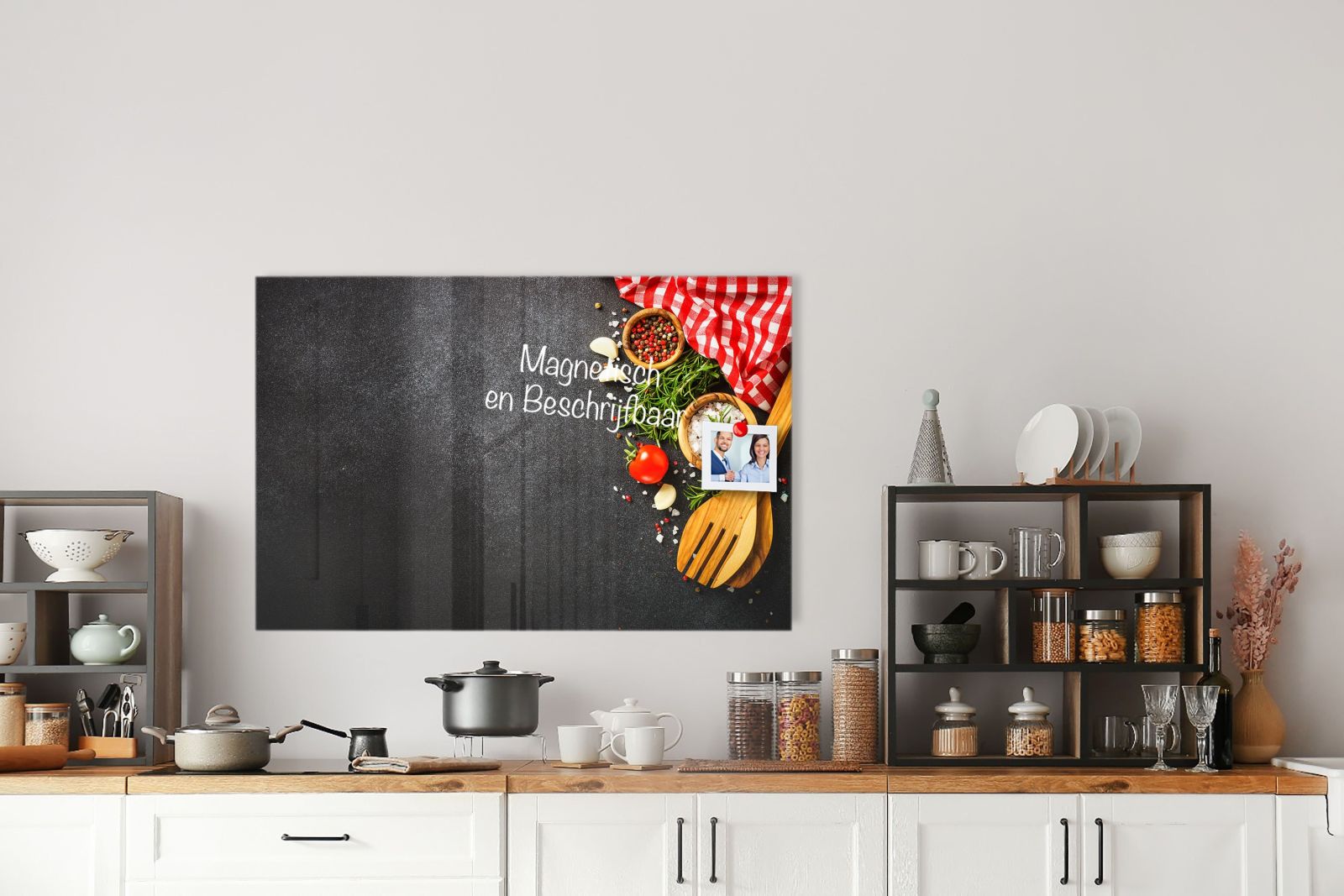 Whiteboard van glas - Magneetbord - Ingredií‚nten op zwarte tafel