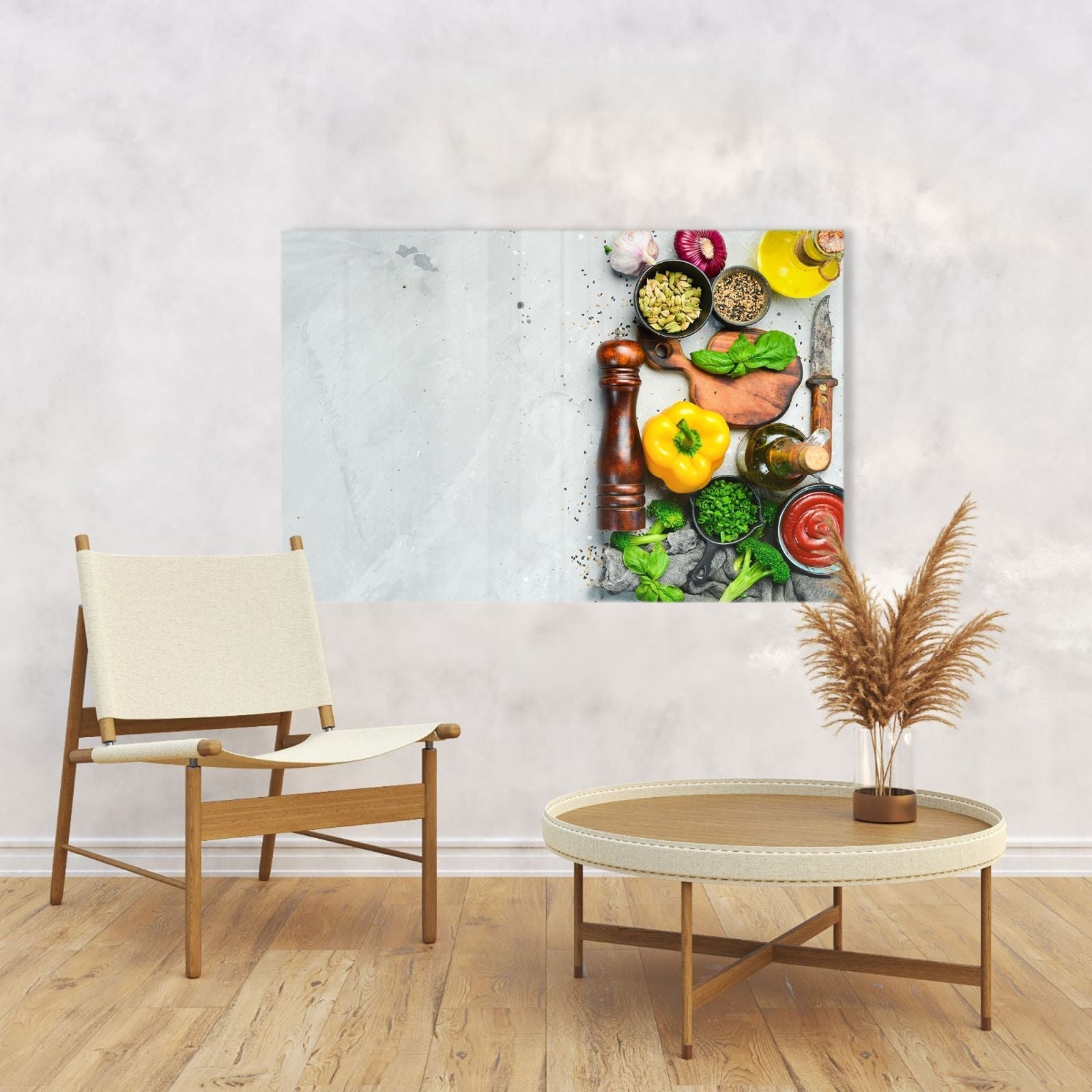 Whiteboard van glas - Magneetbord - Ingredienten op stenen tafel