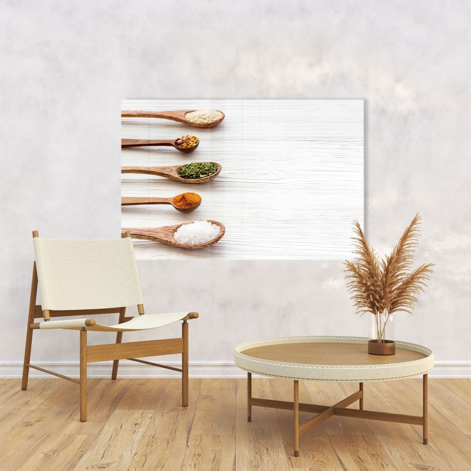 Whiteboard van glas - Magneetbord - Houten lepels met kruiden