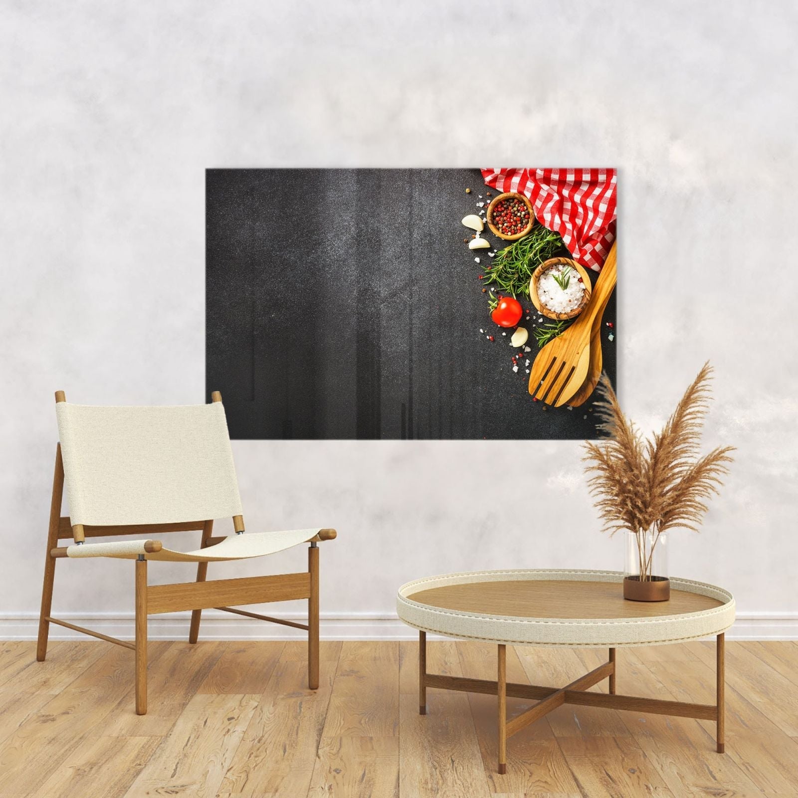 Whiteboard van glas - Magneetbord - Ingredií‚nten op zwarte tafel