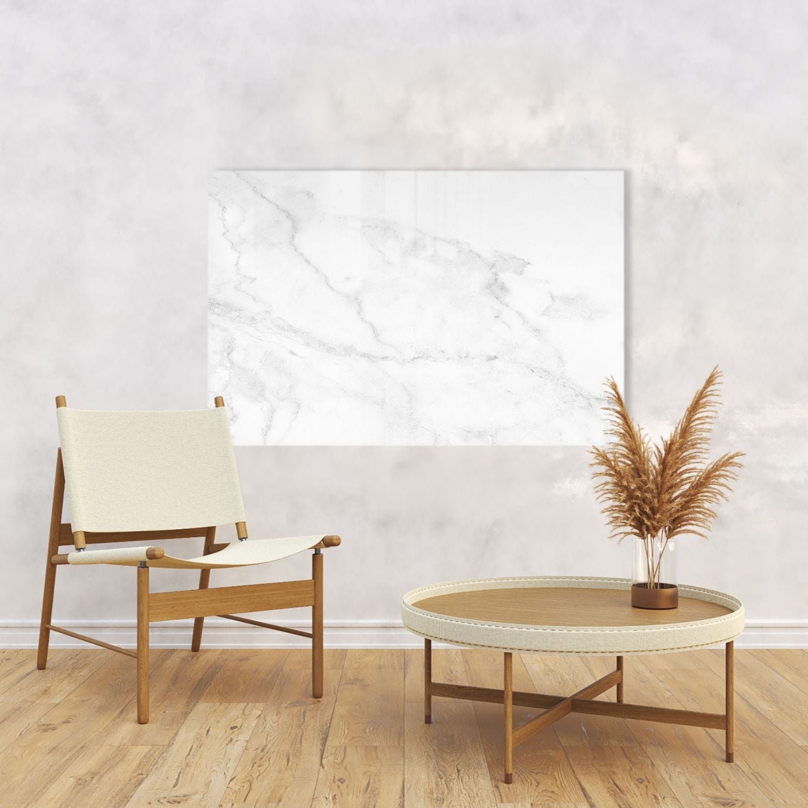 Whiteboard van glas - Magneetbord - Krasvrij - Wit marmer