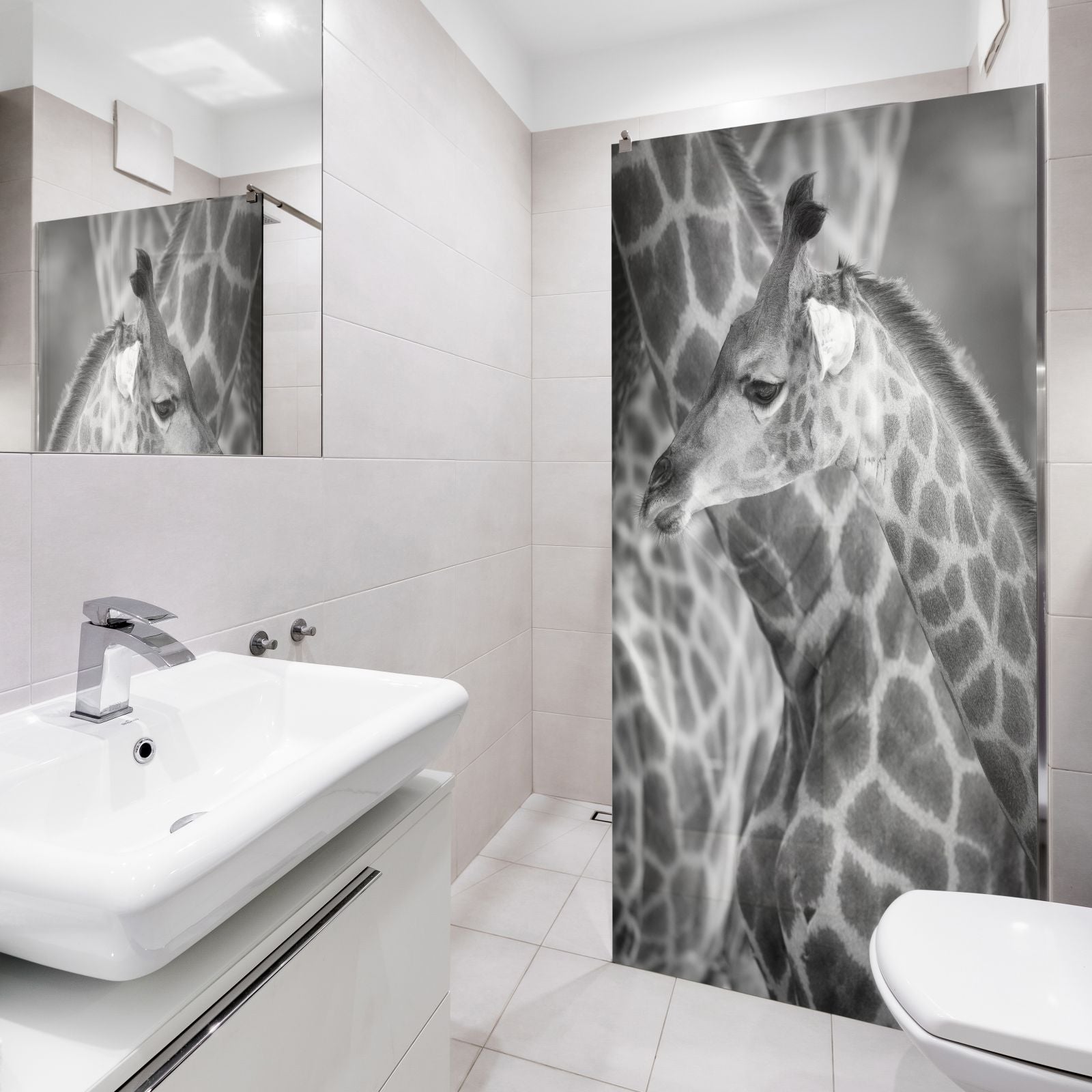 Inloopdouche - Extra helder glas - Thermisch gehard en gelaagd veiligheidsglas - Jonge giraffe