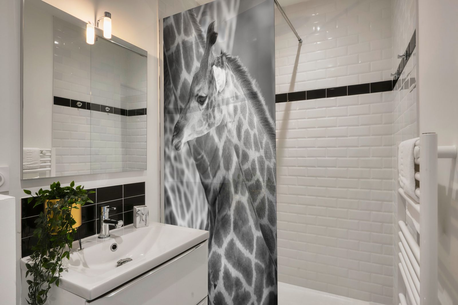 Inloopdouche - Extra helder glas - Thermisch gehard en gelaagd veiligheidsglas - Jonge giraffe