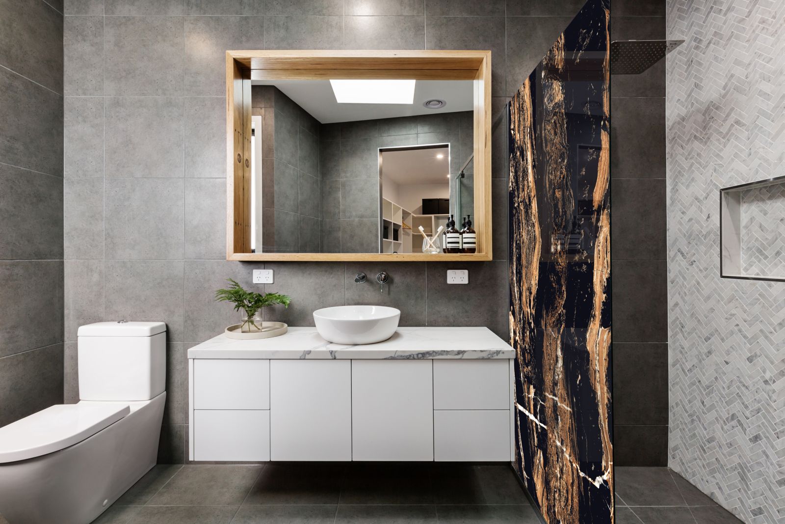 Inloopdouche - Extra helder glas - Thermisch gehard en gelaagd veiligheidsglas - Marmer bruin