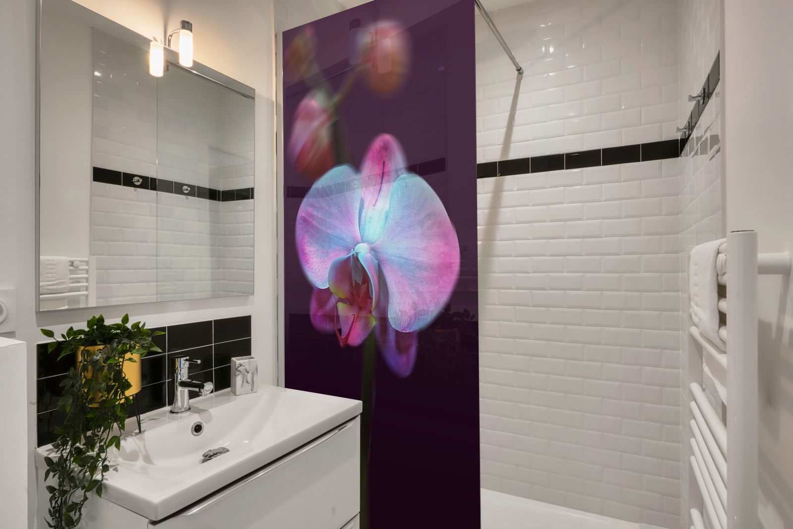 Inloopdouche - Extra helder glas - Thermisch gehard en gelaagd veiligheidsglas - Orchidee