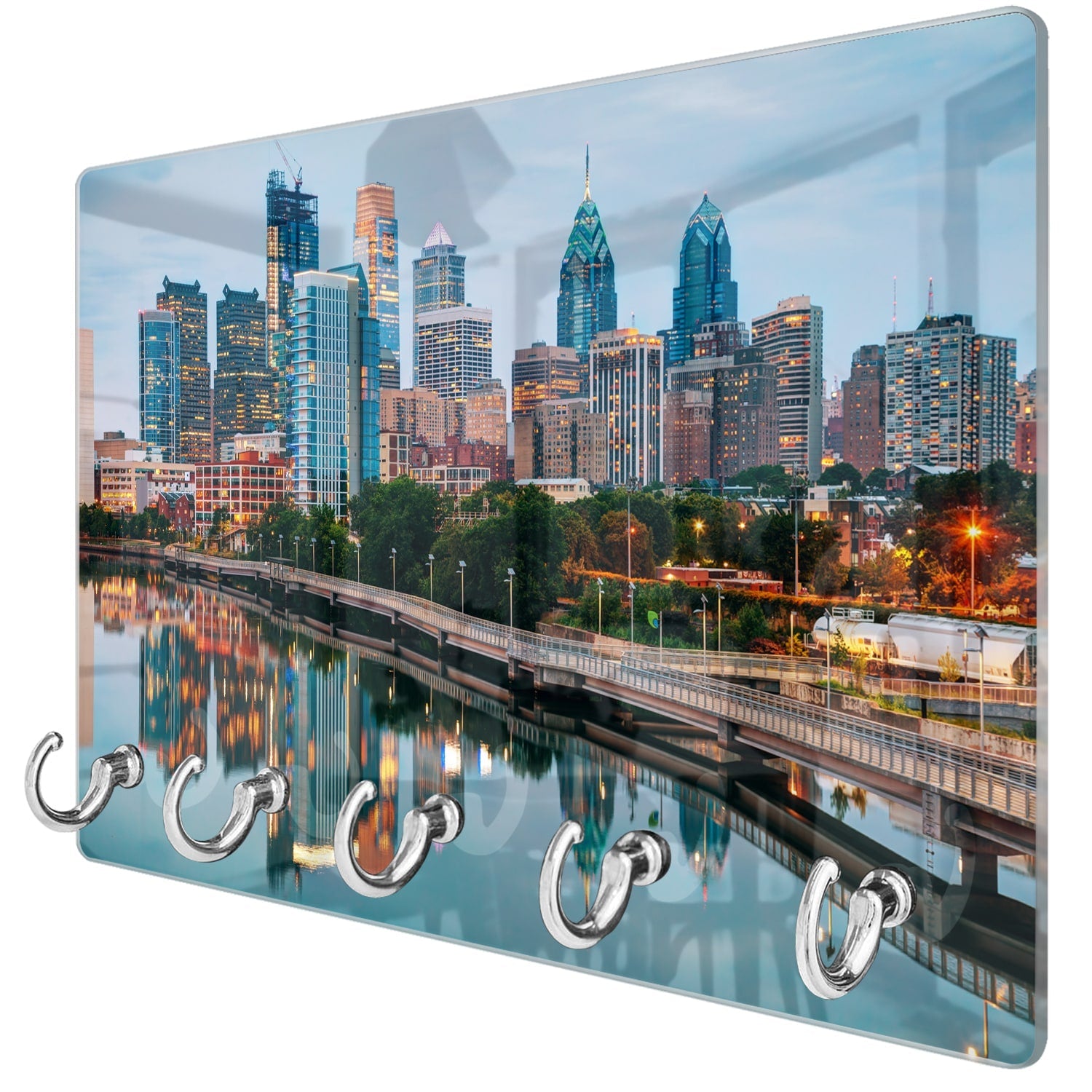 Sleutelhanger - Gehard Glas - Philadelphia Skyline bij Nacht