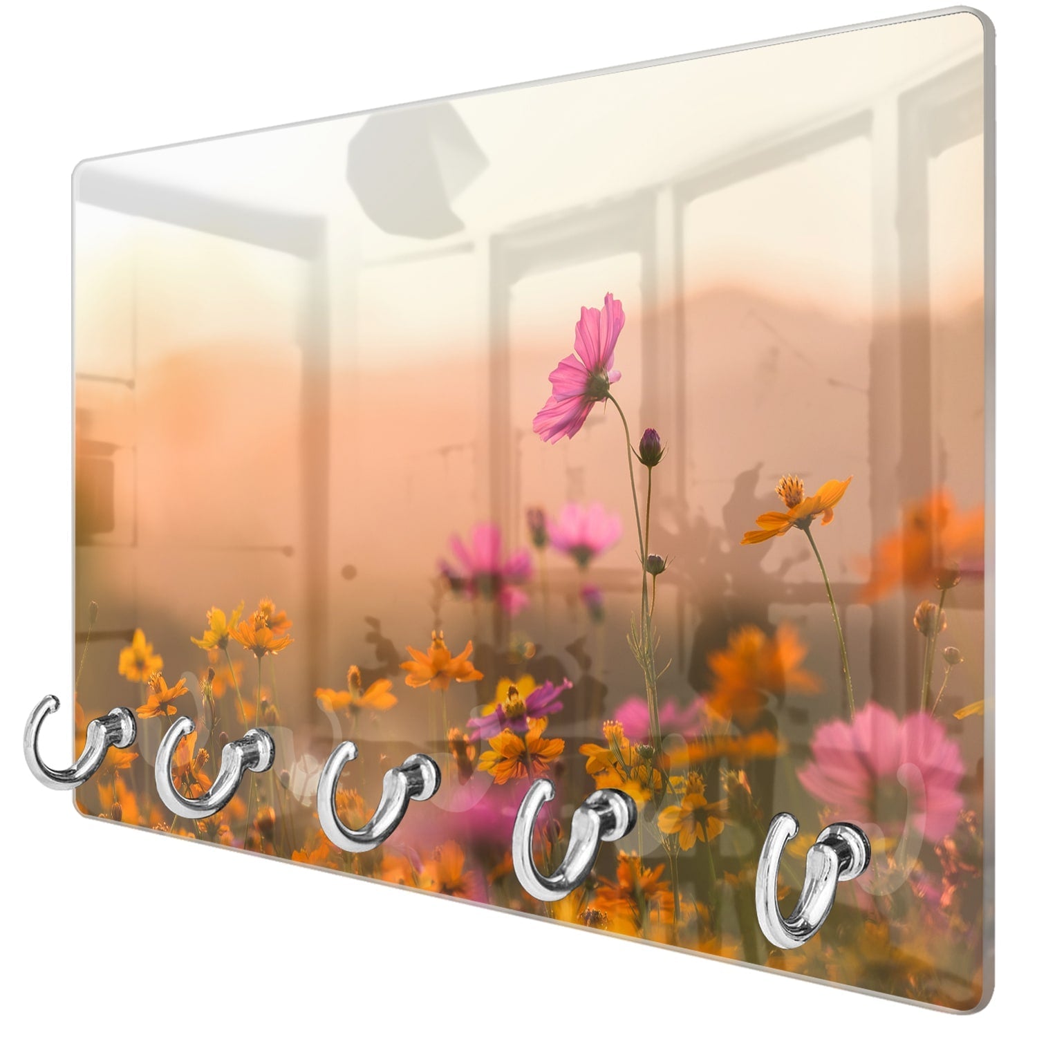 Sleutelhanger - Gehard Glas - Kleurrijke Bloemen bij Zonsondergang