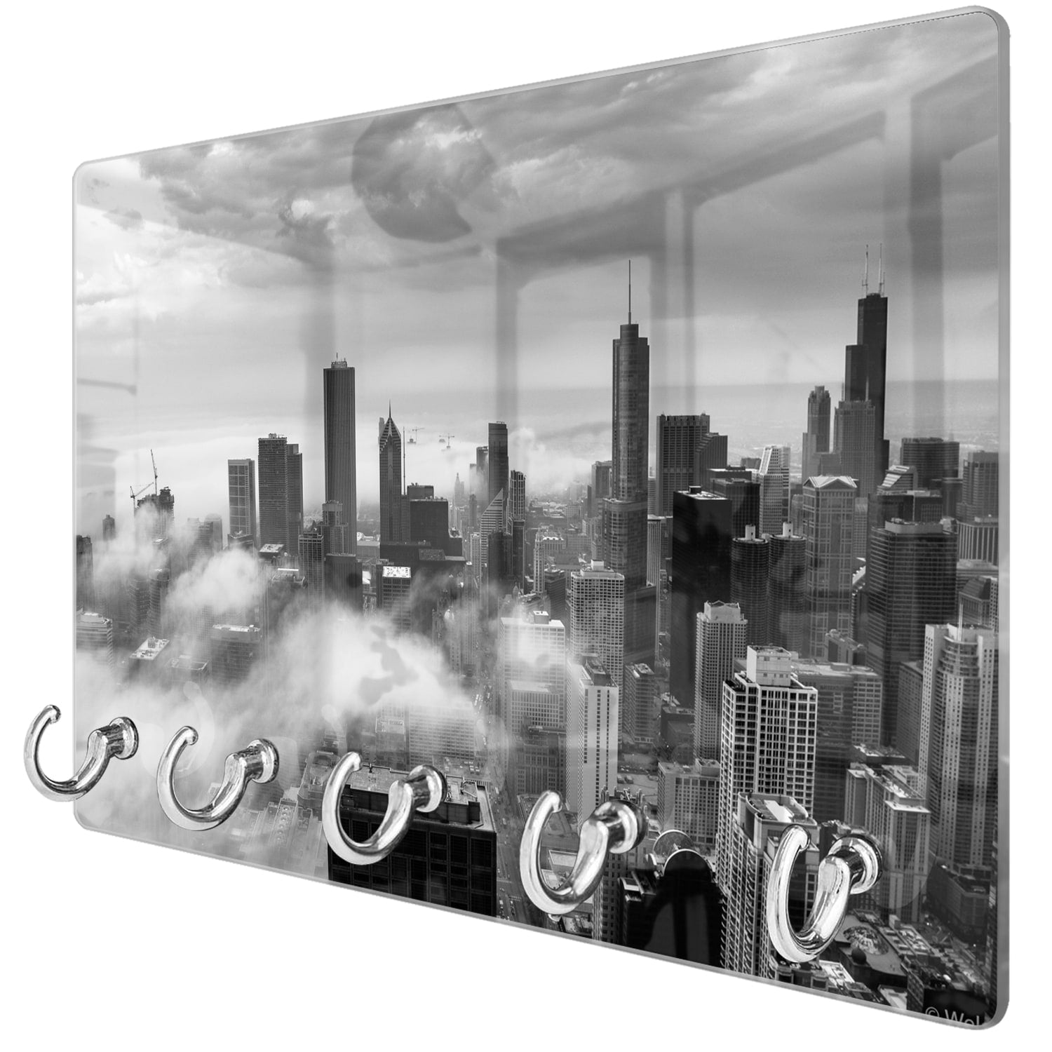 Sleutelhanger - Gehard Glas - Chicago Skyline in de Mist