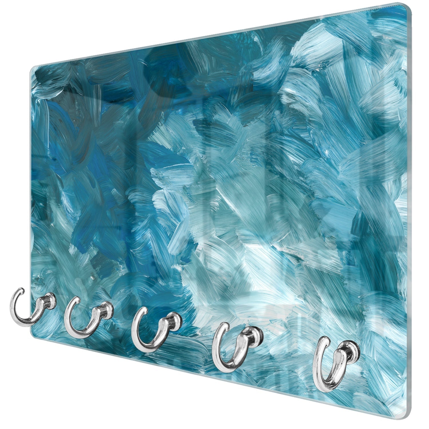 Sleutelhanger - Gehard Glas - Abstracte Blauwe Penseelstroken