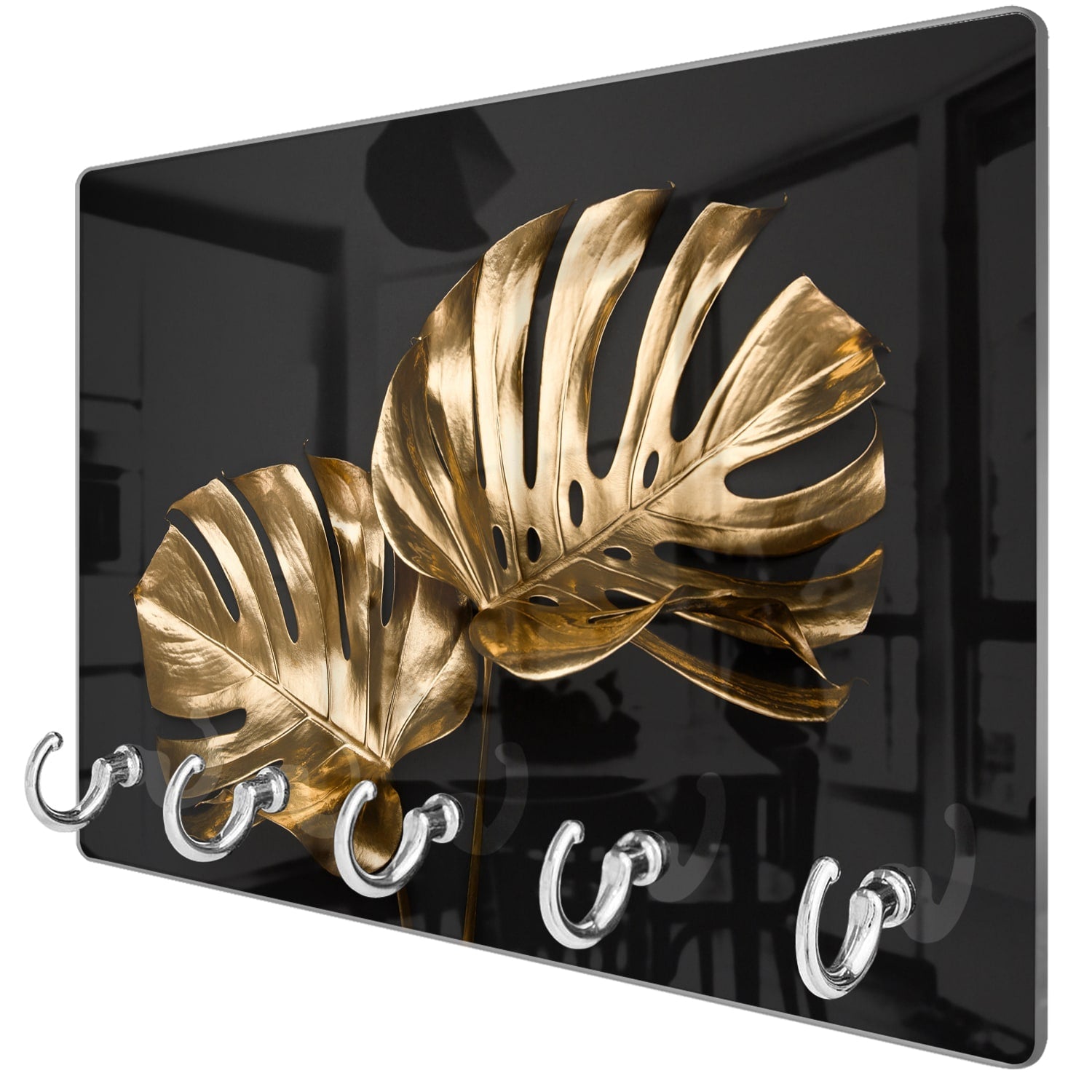 Sleutelhanger - Gehard Glas - Luxueuze Gouden Monstera Bladeren