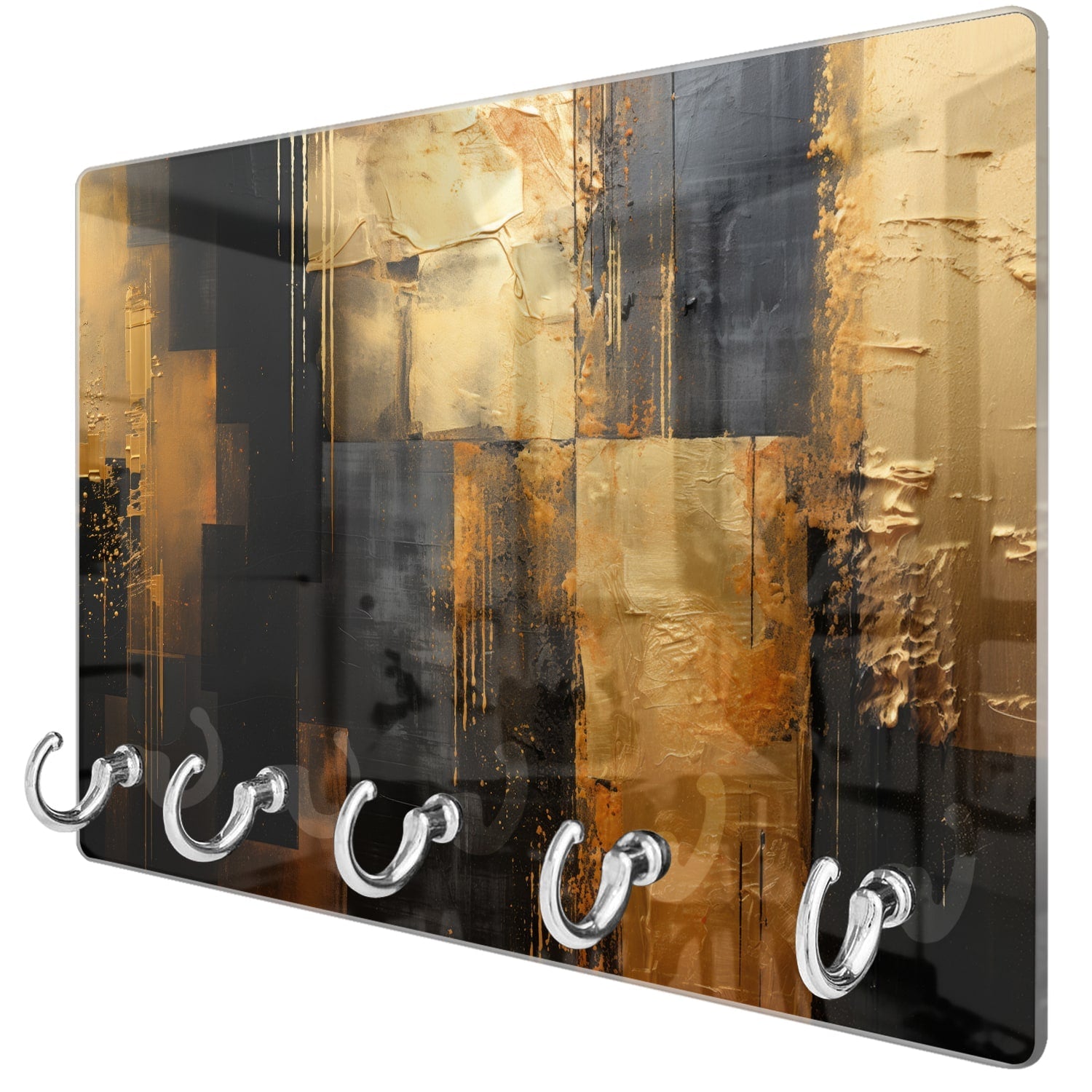 Sleutelhanger - Gehard Glas - Goud/Zwart Abstract schilderij