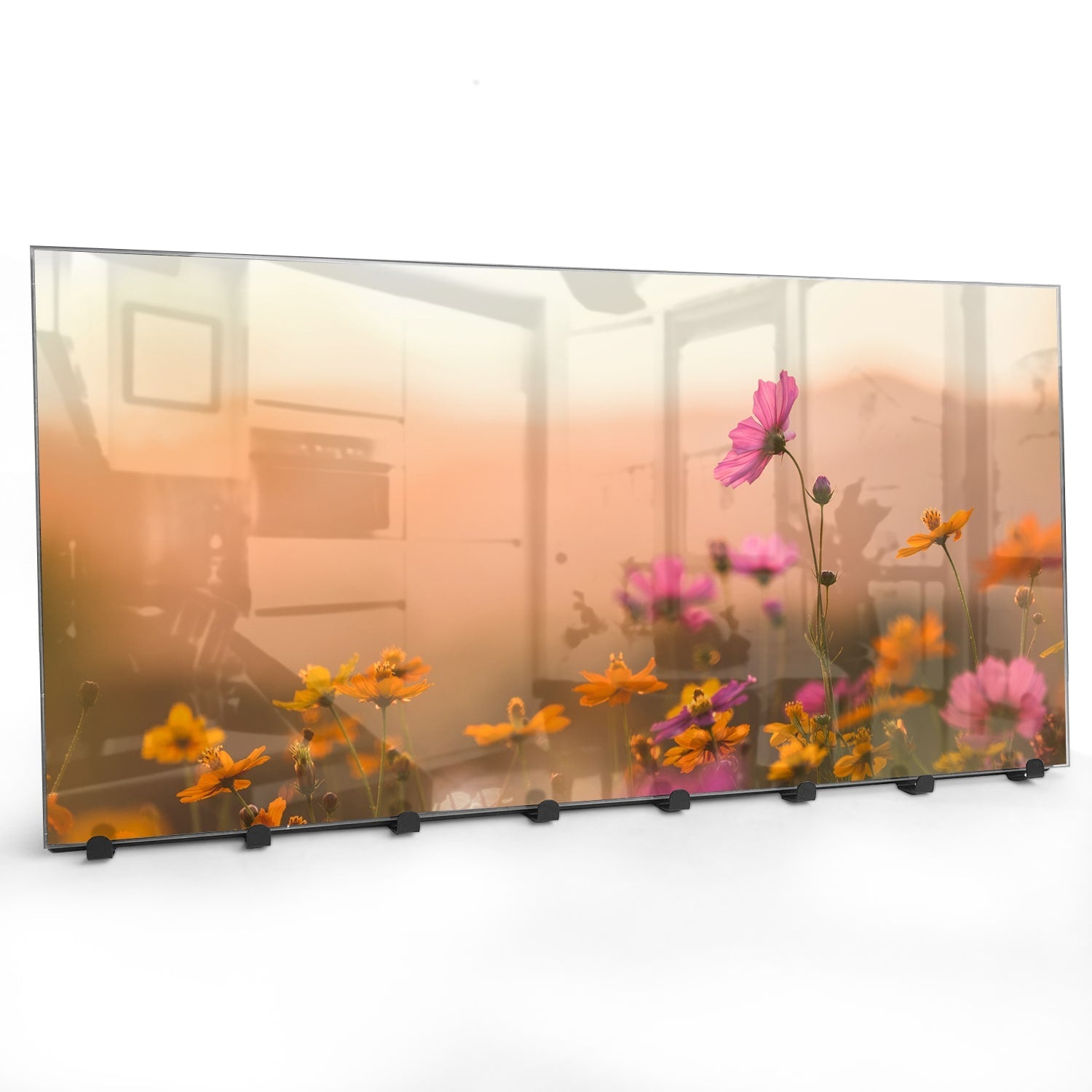 Kapstok - Gehard Glas - Kleurrijke Bloemen bij Zonsondergang