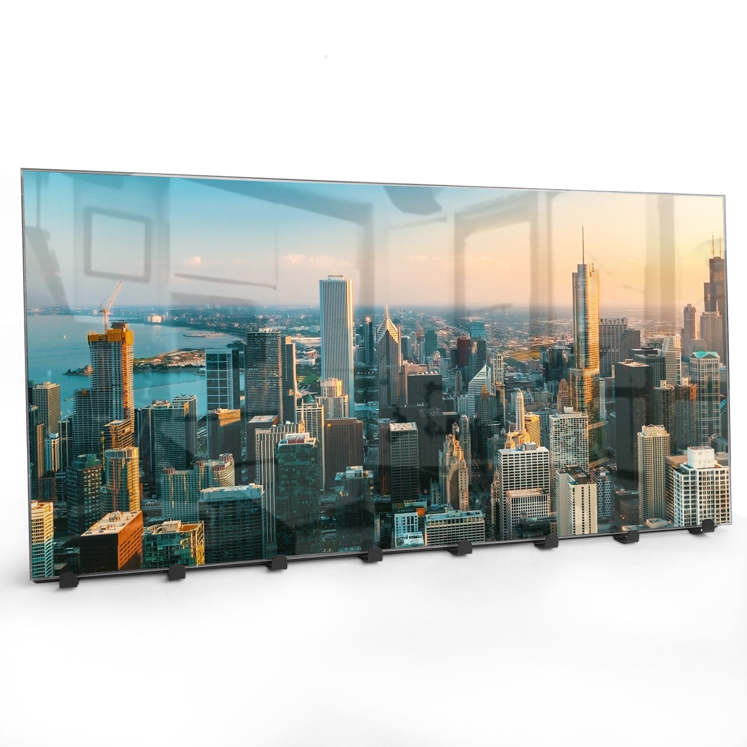 Kapstok - Gehard Glas - Chicago Skyline bij Zonsondergang