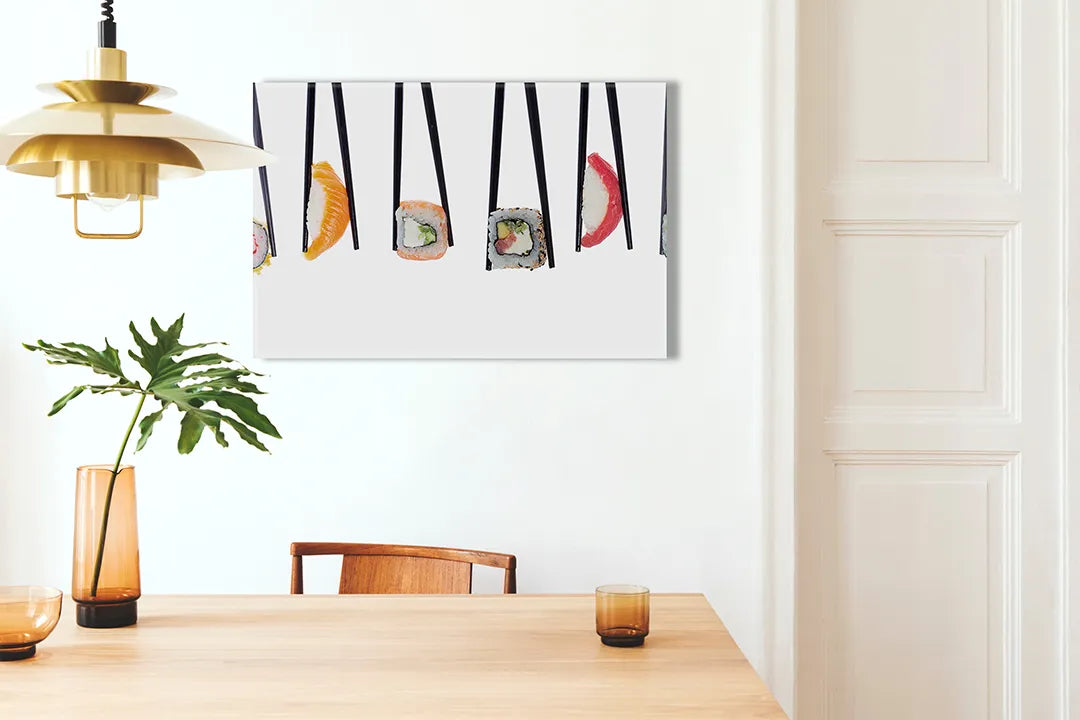 Kurkborden op canvas met keukengerei met voedingsillustraties – formaat 100 × 70 cm