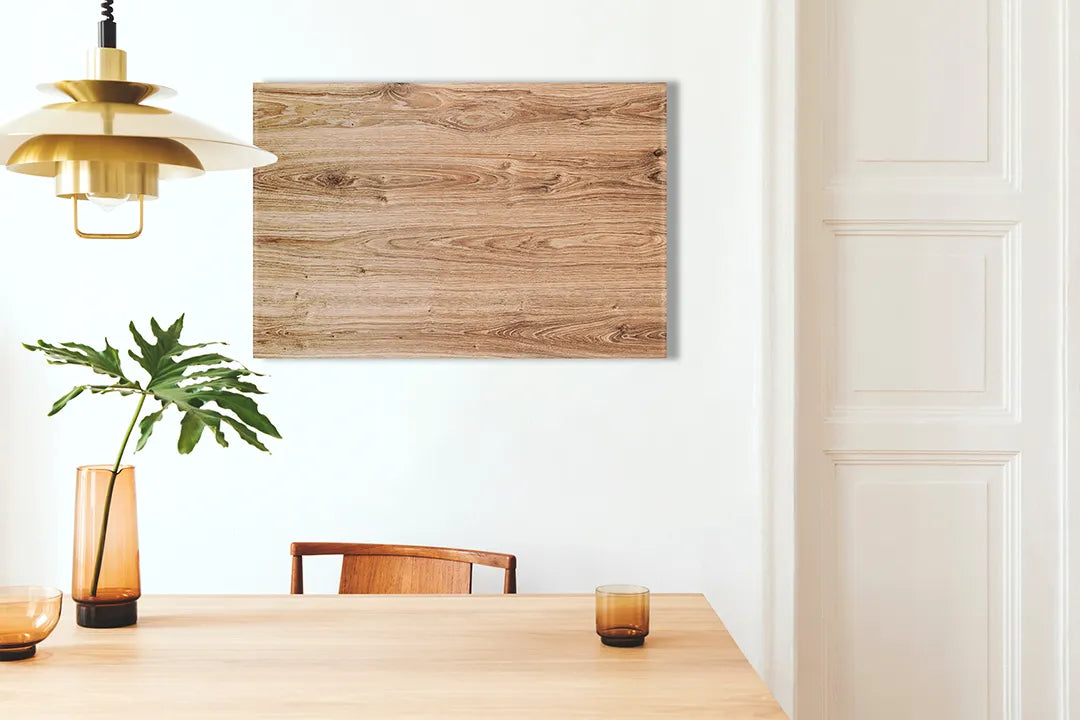 Kurkborden op canvas met lichte natuurlijke houtstructuur – formaat 100 × 70 cm