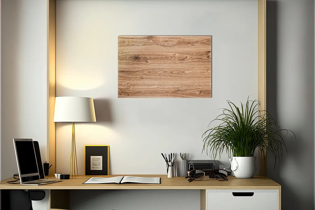 Kurkborden op canvas met lichte natuurlijke houtstructuur – formaat 140 × 100 cm