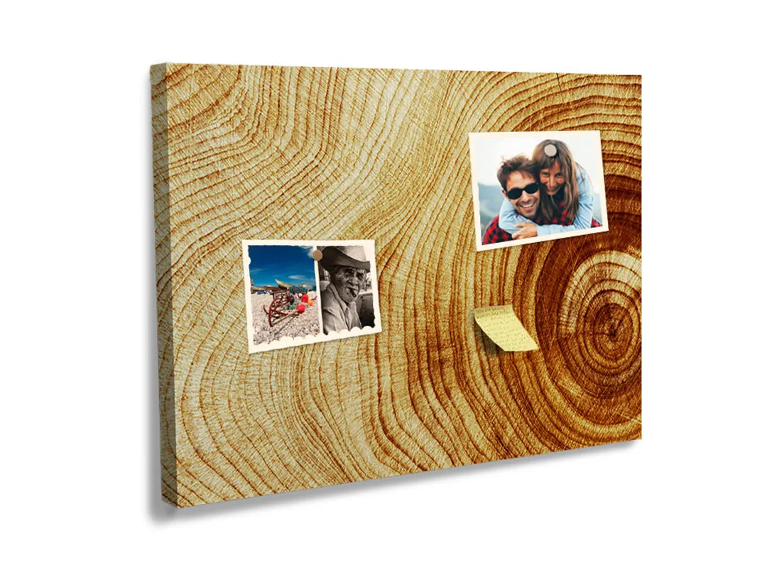 Kurkborden op canvas met warme houtnerf met jaarringen – formaat 60 × 40 cm