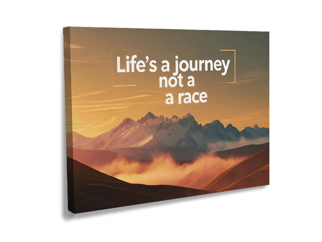 Kurkborden op canvas met quote het leven is een reis geen race – formaat 120 × 80 cm