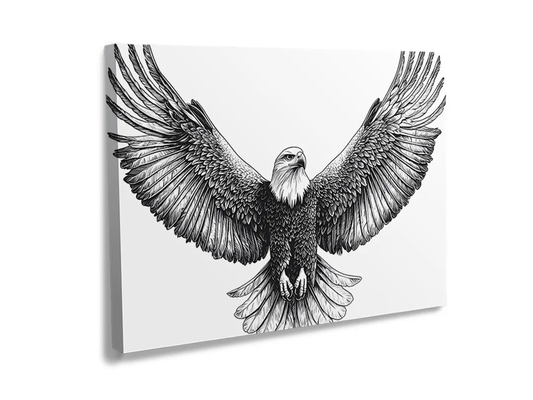 Kurkborden op canvas met zwart-witte adelaar met gespreide vleugels – formaat 120 × 80 cm
