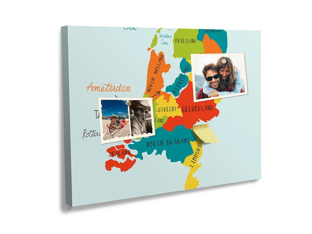 Kurkborden op canvas met illustratieve kaart van nederland – formaat 60 × 40 cm