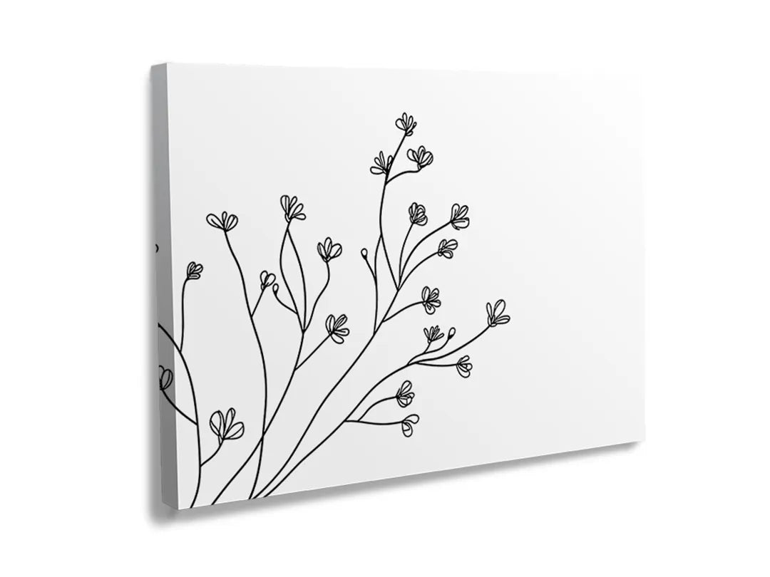 Kurkborden op canvas met fijne takken met kleine bloemen – formaat 120 × 80 cm
