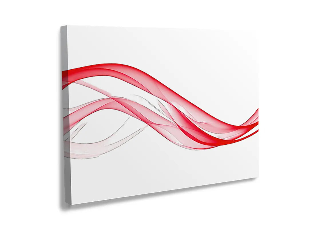 Kurkborden op canvas met rode abstracte golven op wit – formaat 120 × 80 cm