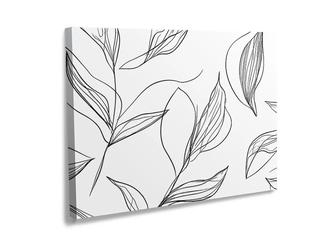 Kurkborden op canvas met botanische lijntekening met bladeren – formaat 120 × 80 cm