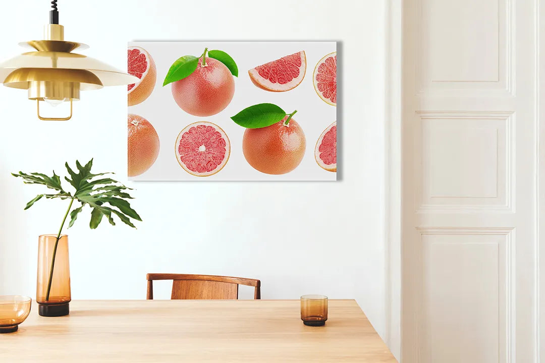 Kurkborden op canvas met grapefruit en citruspatroon – formaat 100 × 70 cm