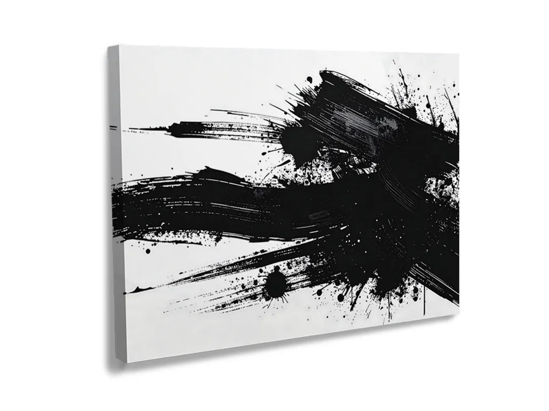 Kurkborden op canvas met expressieve zwarte penseelstreken – formaat 120 × 80 cm