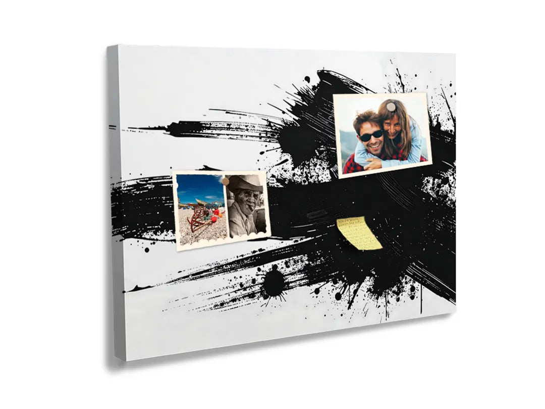 Kurkborden op canvas met expressieve zwarte penseelstreken – formaat 60 × 40 cm