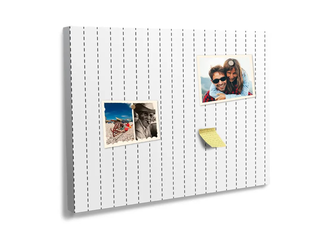 Kurkborden op canvas met minimalistische verticale stippellijnen – formaat 60 × 40 cm