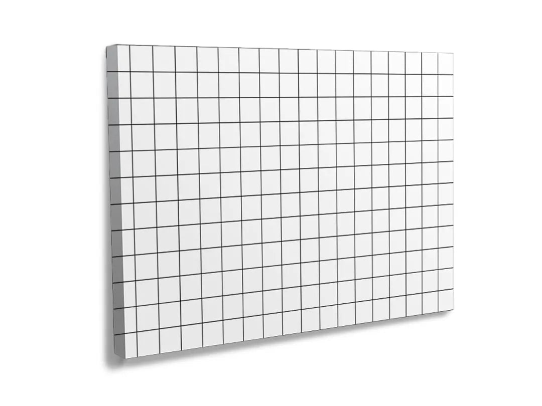 Kurkborden op canvas met zwart-wit vierkantenraster – formaat 120 × 80 cm