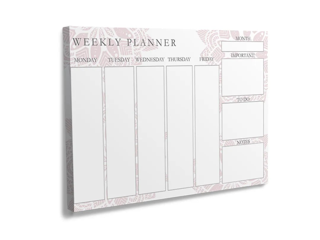 Kurkborden op canvas met pastelkleurige weekplanner – formaat 120 × 80 cm