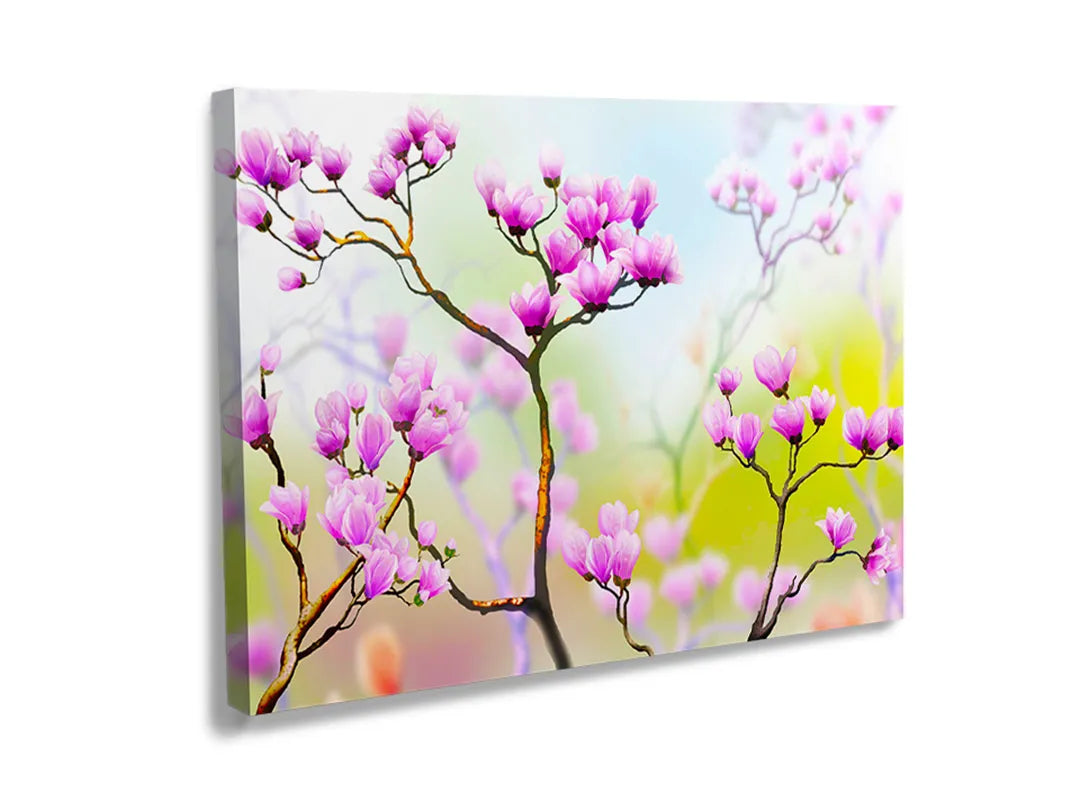 Kurkborden op canvas met roze lentebloesem – formaat 120 × 80 cm