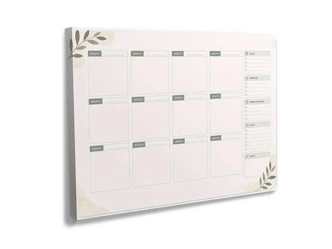 Kurkborden op canvas met minimalistische maandplanner – formaat 120 × 80 cm