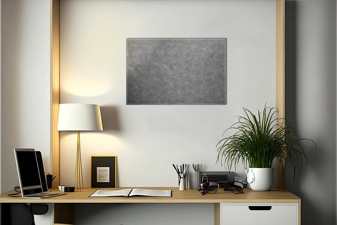 Kurkborden op canvas met grijze betonlook – formaat 140 × 100 cm