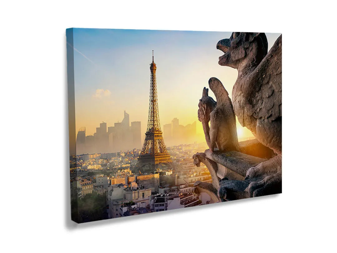 Kurkborden op canvas met parijs met eiffeltoren en toerist – formaat 120 × 80 cm