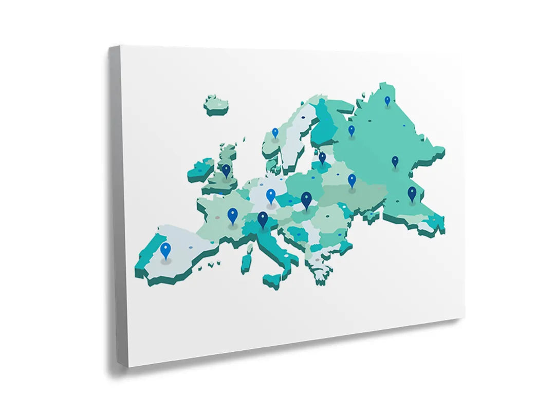 Kurkborden op canvas met groene kaart van europa – formaat 120 × 80 cm