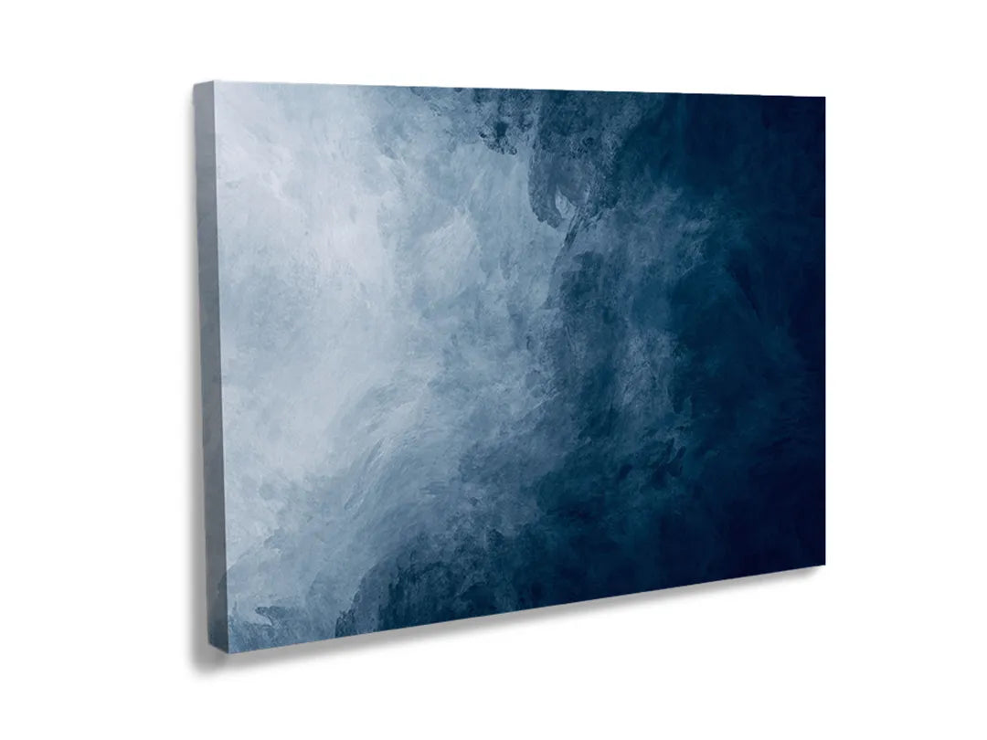 Kurkborden op canvas met blauw mistig abstract schilderij – formaat 120 × 80 cm
