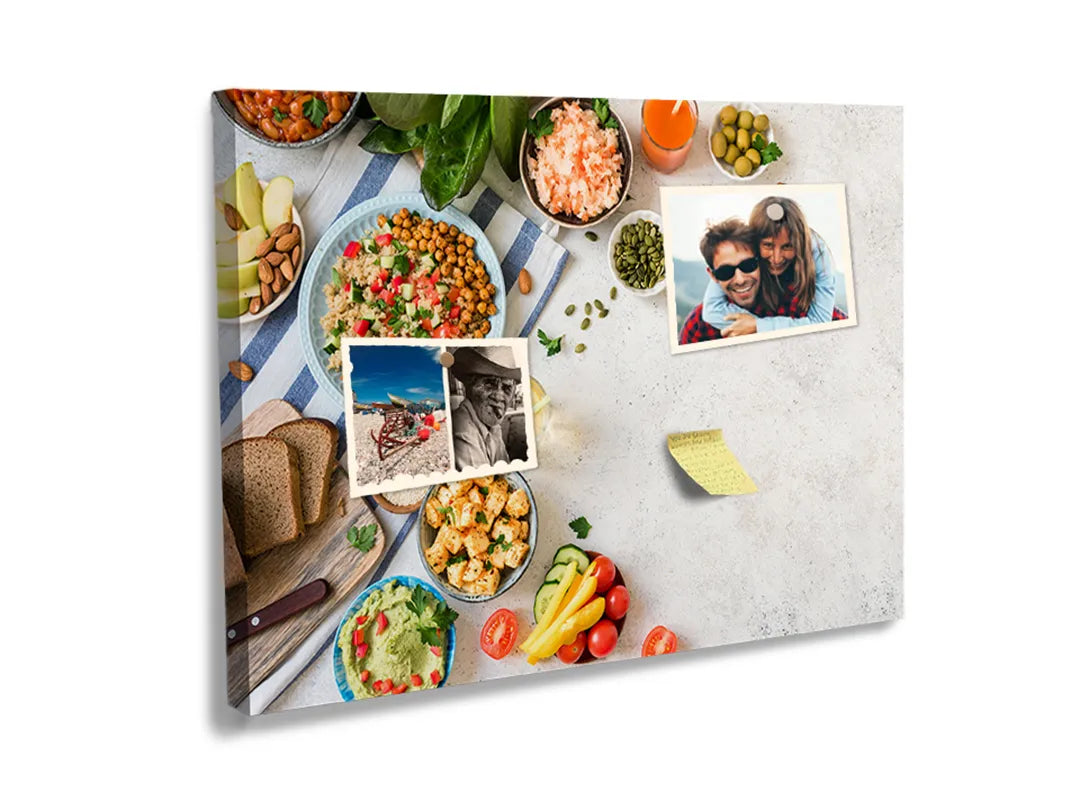 Kurkborden op canvas met gezonde gerechten en ingrediënten – formaat 60 × 40 cm