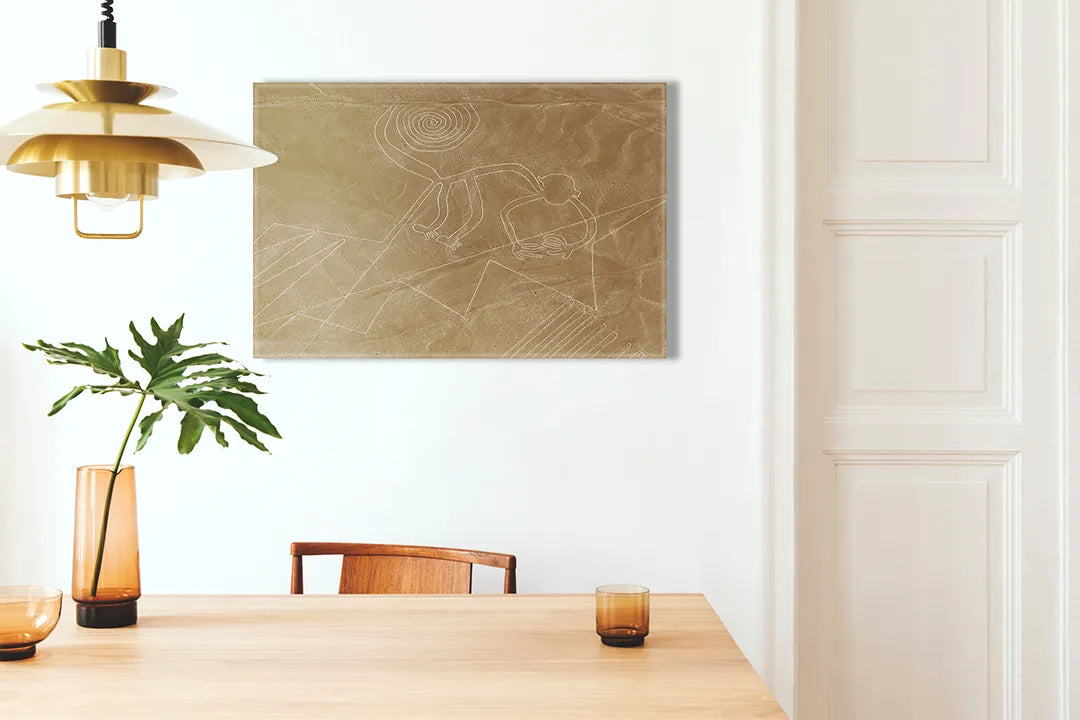 Kurkborden op canvas met gouden reliëf met lijntekening – formaat 100 × 70 cm