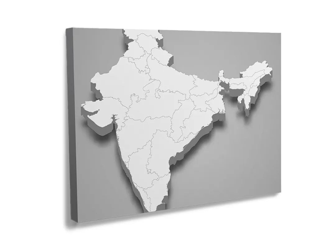 Kurkborden op canvas met driedimensionale kaart van india – formaat 120 × 80 cm
