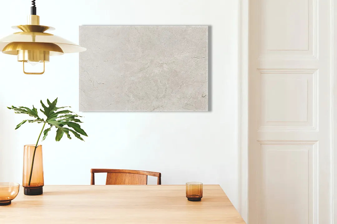 Kurkborden op canvas met lichte beige steenstructuur – formaat 100 × 70 cm